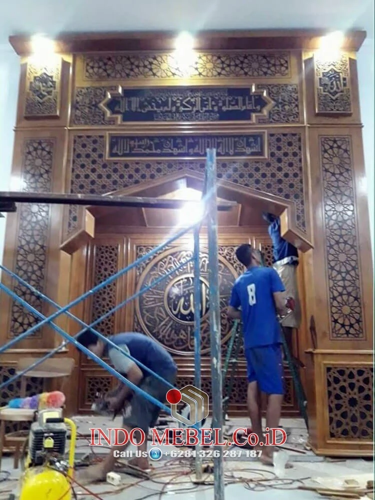 mimbar masjid kayu jati